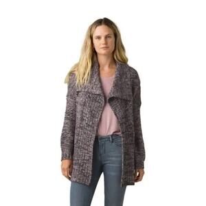 Prana Sukie Cardigan Sweater Duster Wool Alpaca Chunky Knit Drape Ribbed Size XS